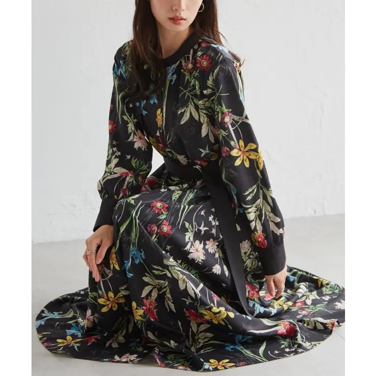 【M～LLサイズ展開】レトロフラワーシャツワンピース