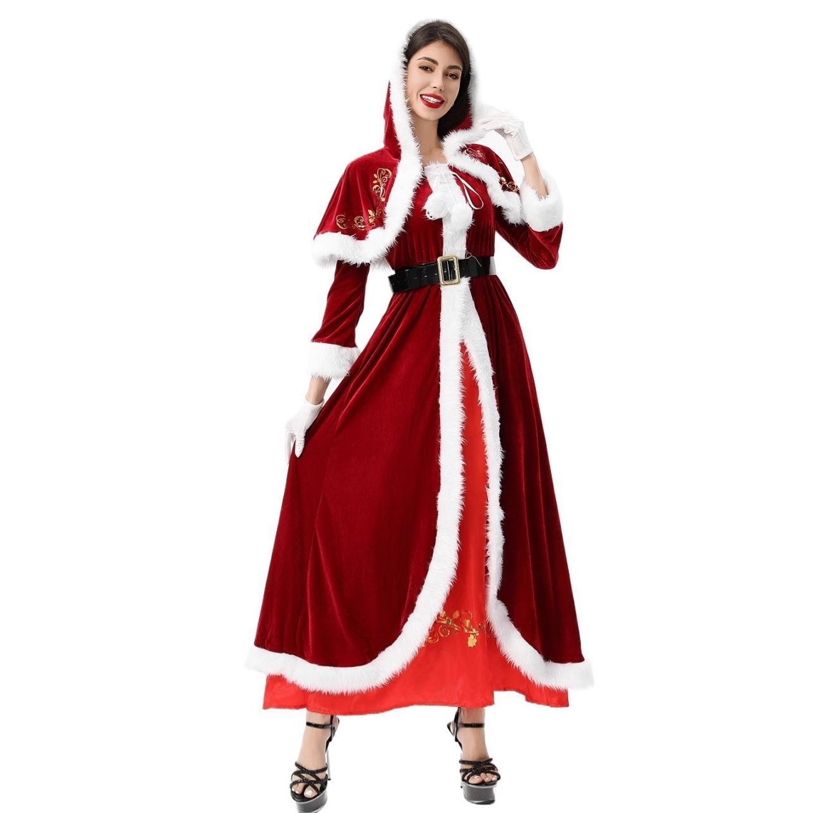 2025クリスマス衣装ヨーロッパとアメリカの国境を越えたサンタクローススーツクリスマス衣装フルセットステージパフォーマンス衣装ドレス