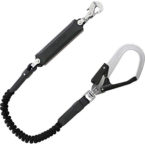 タジマ 新規格安全帯 ハーネス用蛇腹式シングルランヤード 伸縮性のある蛇腹式ロープで不使用時は短くな