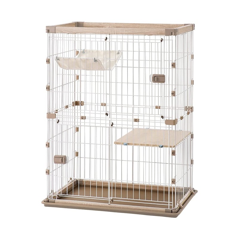アイリスオーヤマ キャットケージ 2段 ライトナチュラル 木目 ハンモック付 高さ120cm 2段タイプ PWCR-962V 19,930円