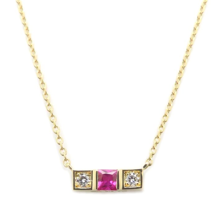 ミステリアスハート ネックレス ルビー ダイヤモンド0.03ct K18YG レディース/295015【中古】