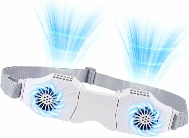 【激安販売！】腰掛け扇機 携帯扇機 10000mAh大容量 強 ポータブルファン ダブルターボファン ジェットファン 軽量 静音 MDM( ホワイト)