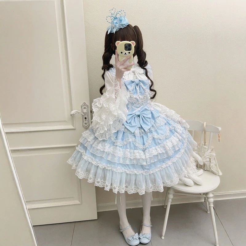 Lolita秋冬jsk重工ワンピースロリータレース姫プルオーバースカートdoll感ケーキスカート