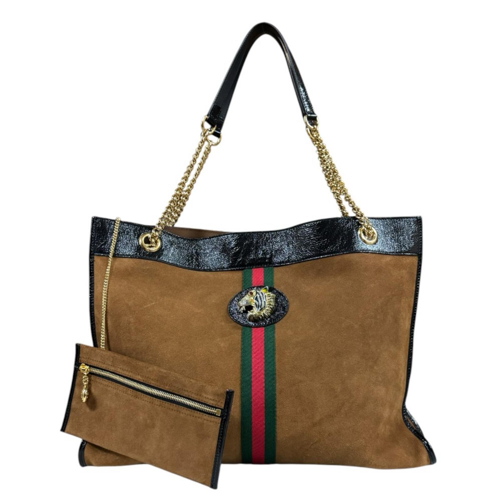 グッチ ラジャ トートバッグ スウェード 537219 ブラウン GUCCI 中古