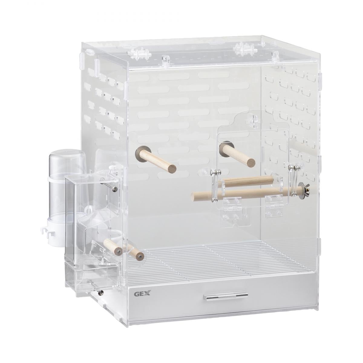 GEX(ジェックス) コトリウム 350-2　小鳥用 ケージ バードケージ カゴ インコ 文鳥 クリア アクリル製 コード穴付 止まり木付