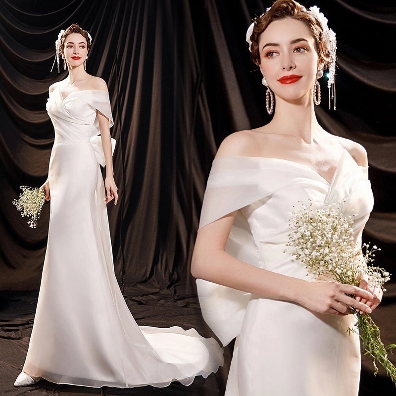 韓国ファッションセクシーなワンピース一字肩二点セット側開深いVネックや結婚式超美気ワンピース/成人式誕生日//演奏会/花嫁