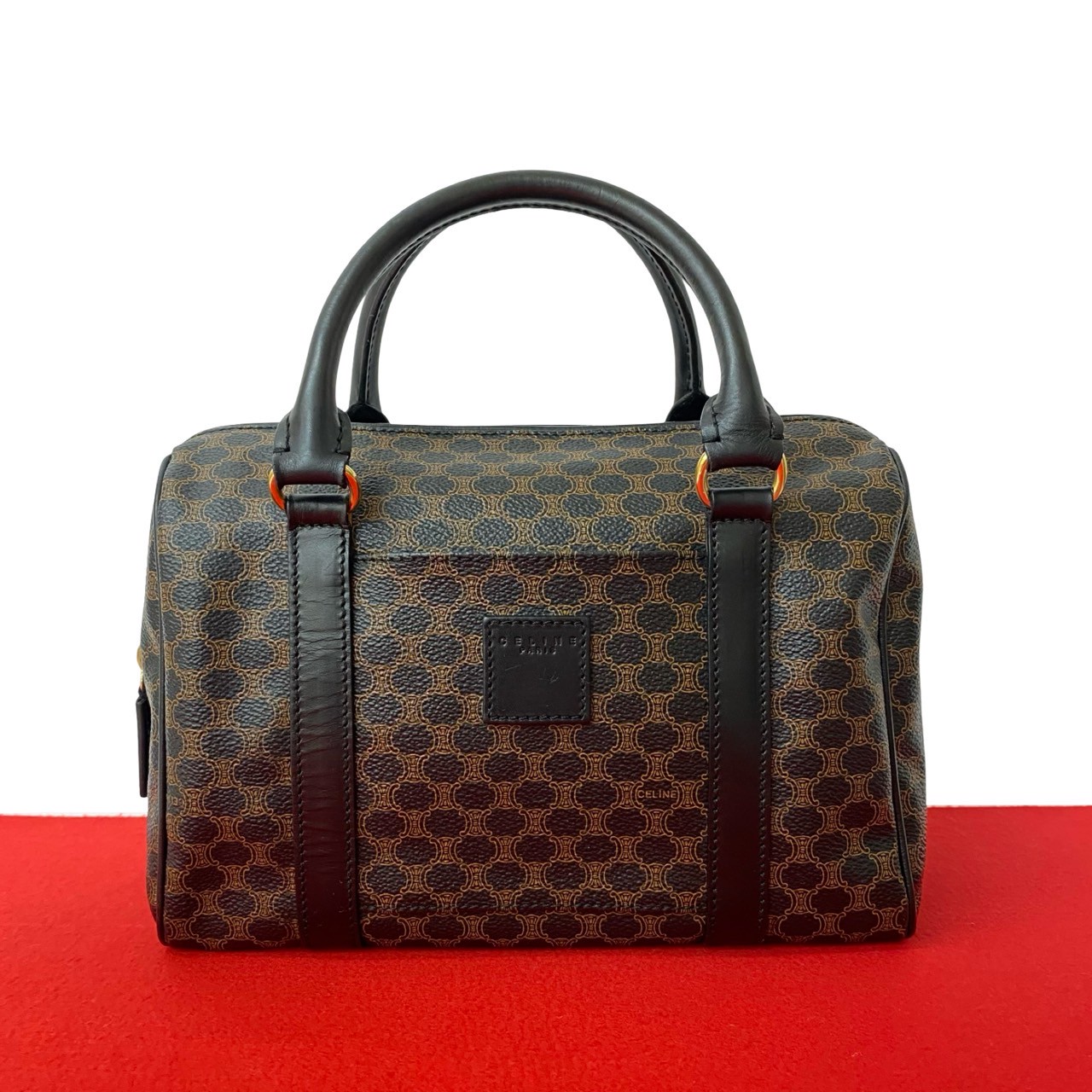 ヴィンテージ マカダム ブラゾン トリオンフハンドバッグ レザー PVC ブラック 29985