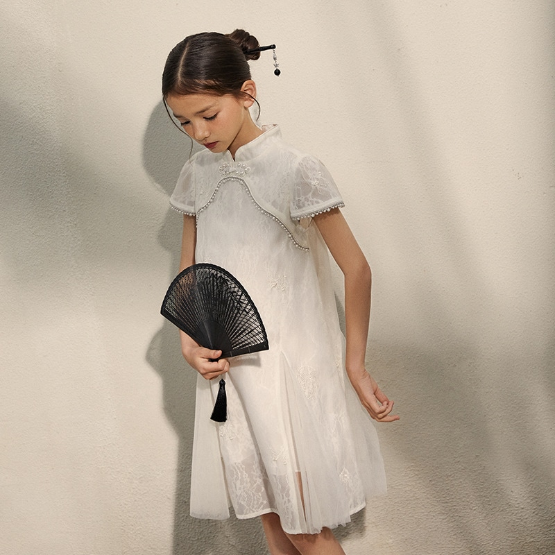 Sangluo 子供服ガールズドレス 2024 夏新風パールプレートボタン子供チャイナドレス 5,348円