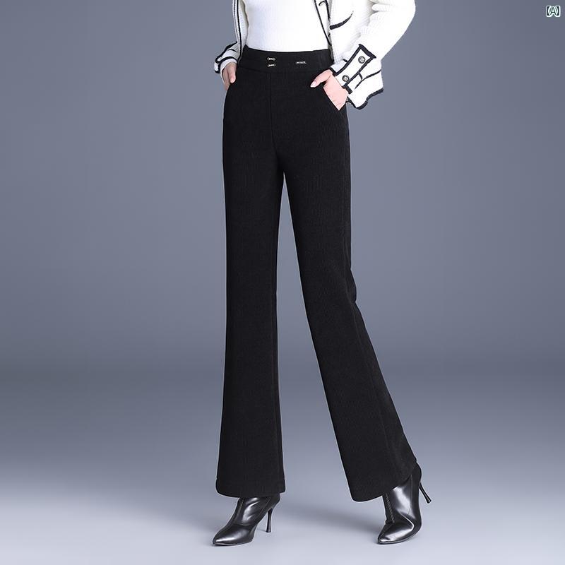 レディース　ファッション　オシャレ　シンプル 秋冬 コーデュロイ ブーツ カット パンツ 厚手 ベルベット ドレープ スリム おしゃれ 通勤 ママ