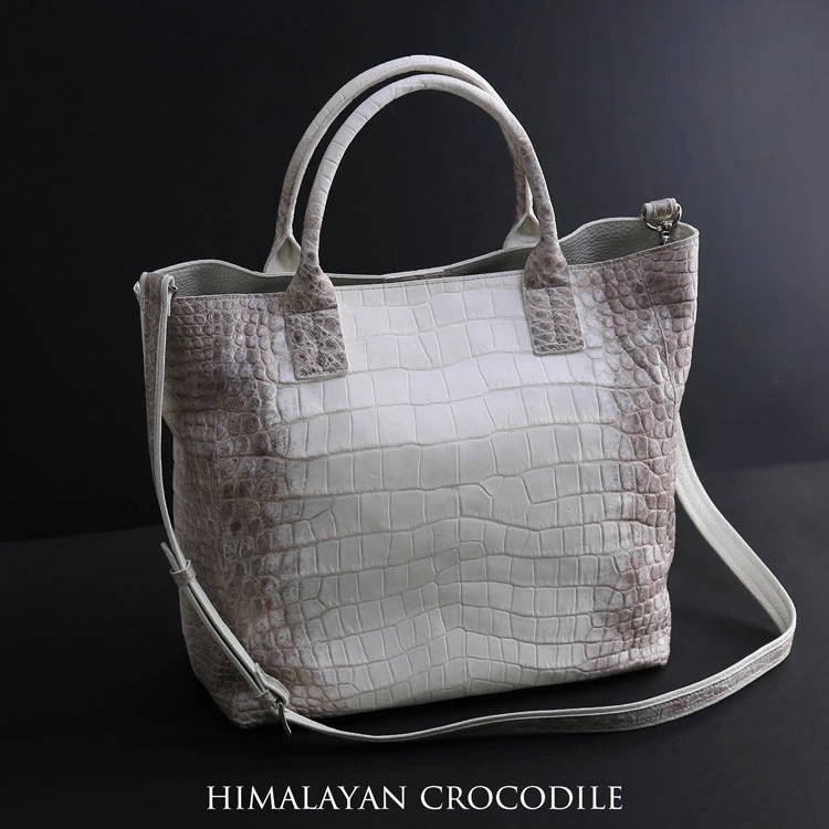 ヒマラヤ クロコダイル トートバッグ レディース 2way バッグ センター取り ショルダーベルト付き 斜め掛け ななめ掛け 形が変わる シルエット ナイルクロコダイル 本革 鰐革 トート型 クロコダ