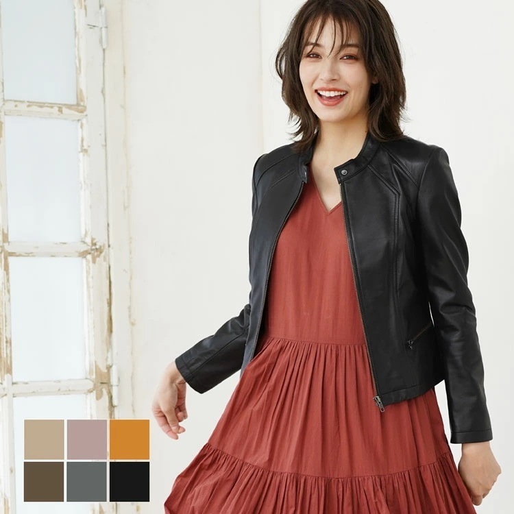 ラムレザーナッパ加工ライダースジャケットシングル