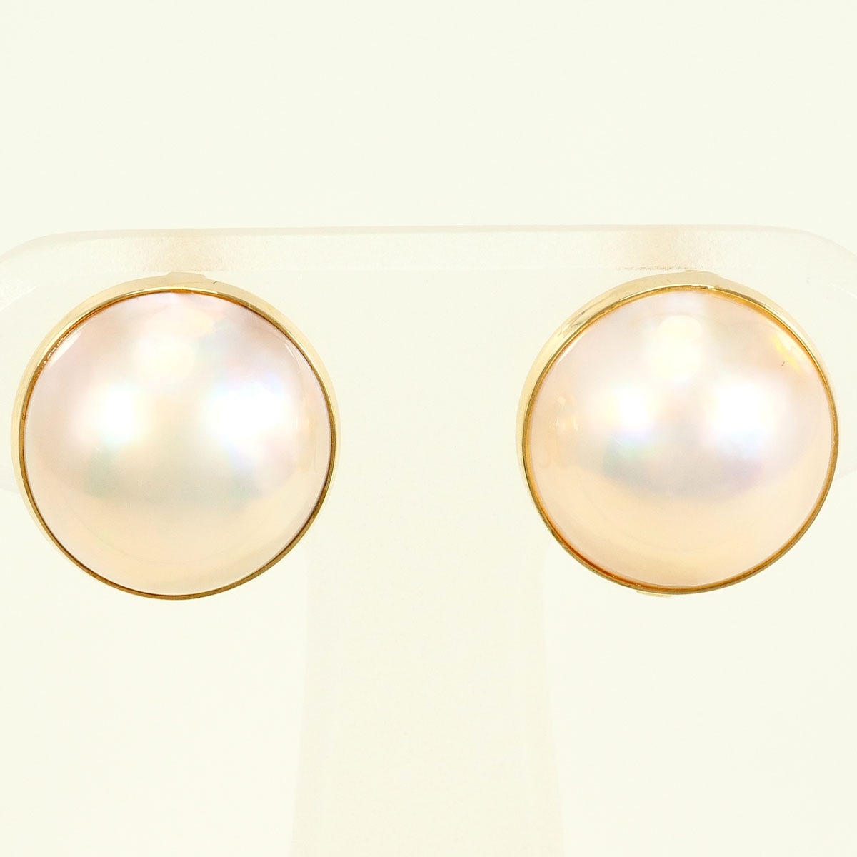 K18 18金 YG イエローゴールド イヤリング マベパール（真珠） 総重量約4.8g 中古