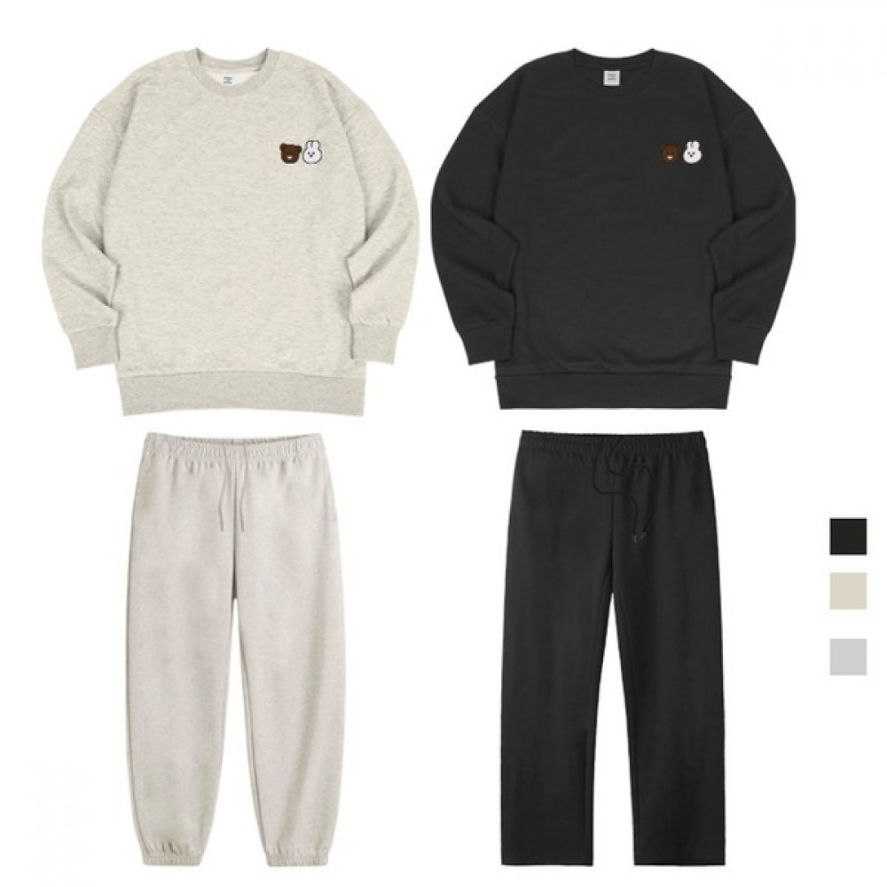[ポール＆ポール] ベアバニーベーシックオーバーフィットスウェットシャツジョガーワイドパンツセット 5,435円