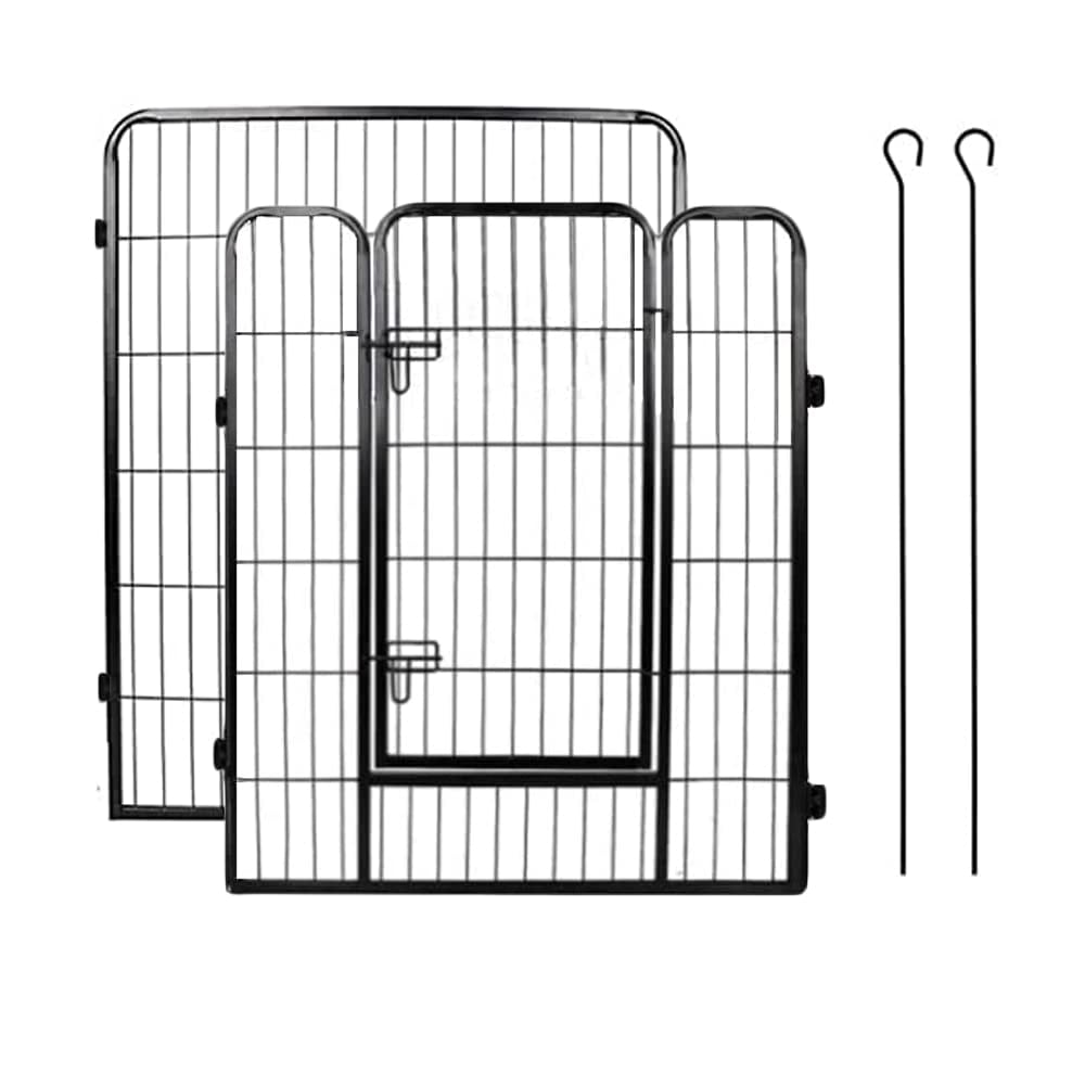 DUDULIFE ペットフェンス 大型犬用 中型犬用 ペットケージ 折り畳み式 ペットサークル スチール製 複数連結可能 室内室外兼用 犬小屋 ペット用品 (100X80cm-2枚)