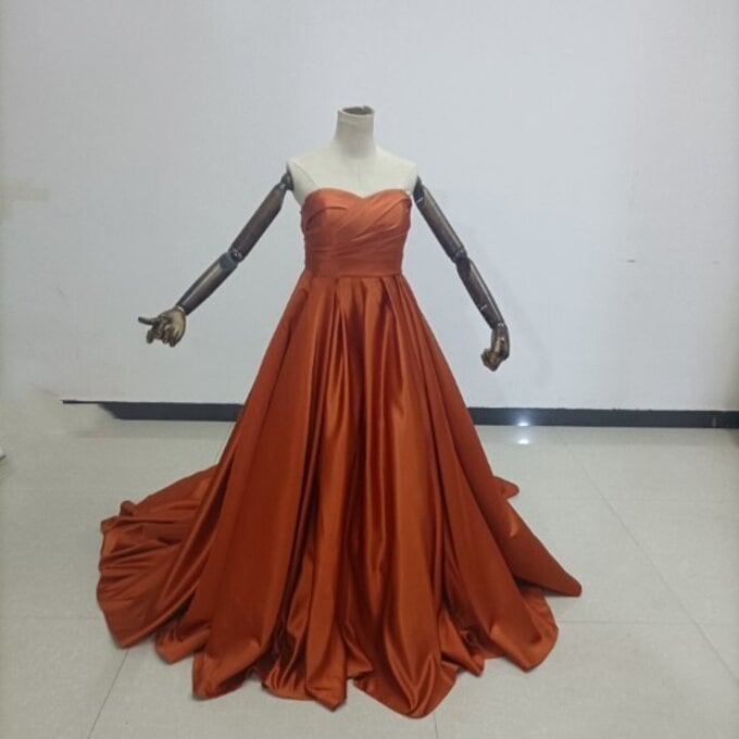 カラードレス エンパイアライン パーティードレス テラコッタ /結婚式/披露宴