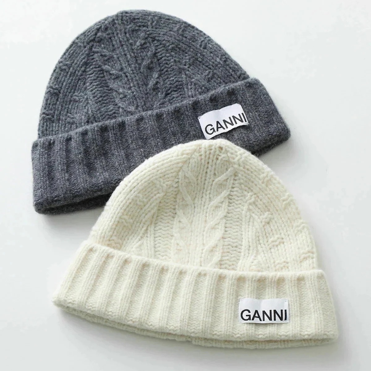 GANNI ガニー ニット帽 Cable Beanie ケーブル ビーニー A5111 A5362 5888 レディース ウールブレンド ニットキャップ 帽子