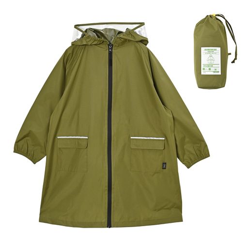 [キウ] キッズレインコート KIDS RAIN COAT 防水 撥水 はっ水 耐水 雨対策 台風 梅雨 レインポンチョ 子供 子ども カッパ 雨具 雨ガッパ 雨合羽 袖付き 収納袋 ポケット 通園