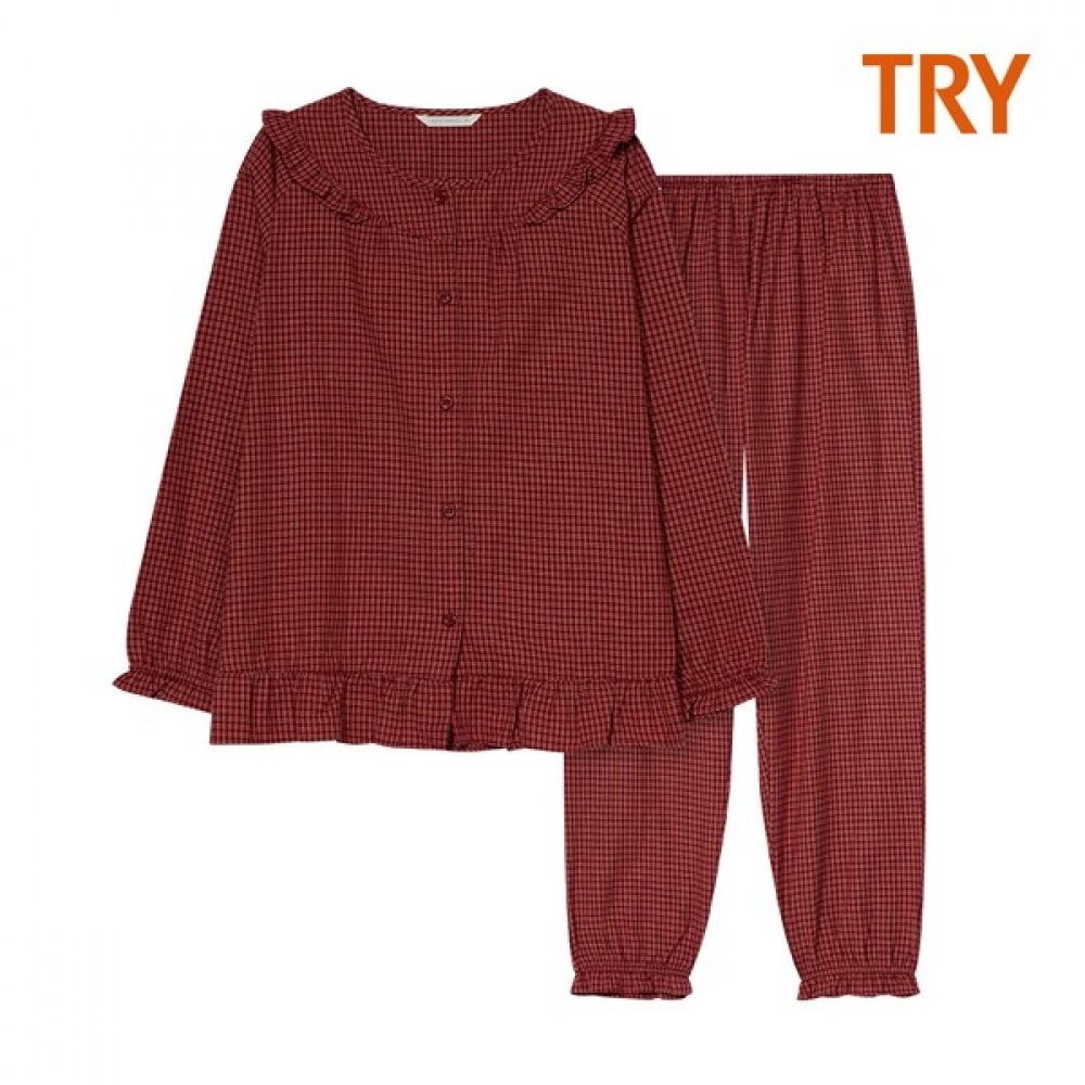 (TRY) 女性用オンブル起毛パジャマ上下セット H61