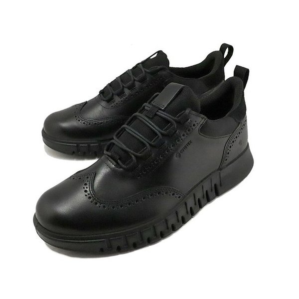 男性ゴアテックススニーカーウィングチップローカットブラック2025FW