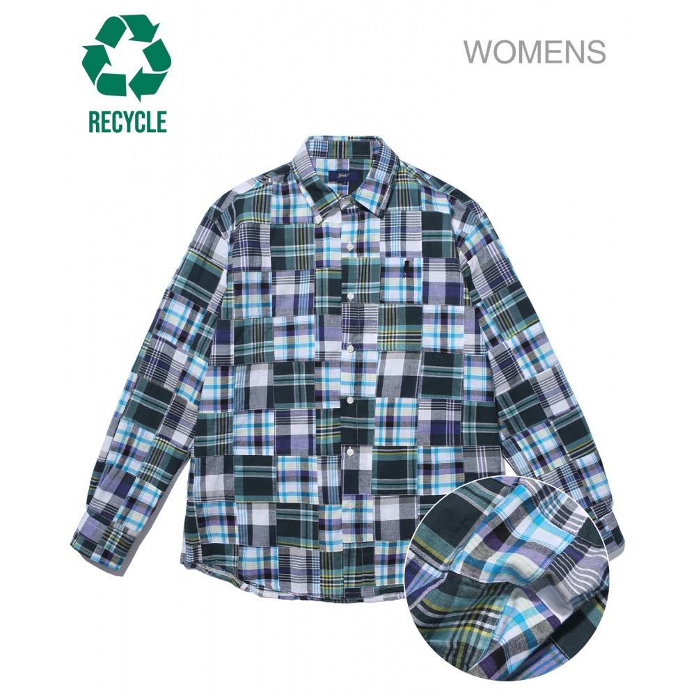 YALE (リサイクルファブリック) パッチワーク レギュラーフィット ウィメンズ シャツ グリーン