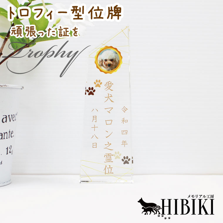 ペット位牌 トロフィー ガラス位牌 メダル 表彰 生きた証 フルカラー プリント クリスタルガラス ペット仏具 遺影 ペット遺影 ミニ位牌 ミニ遺影 刻印サービスつき 供養 手元供養 犬 猫 ペット供
