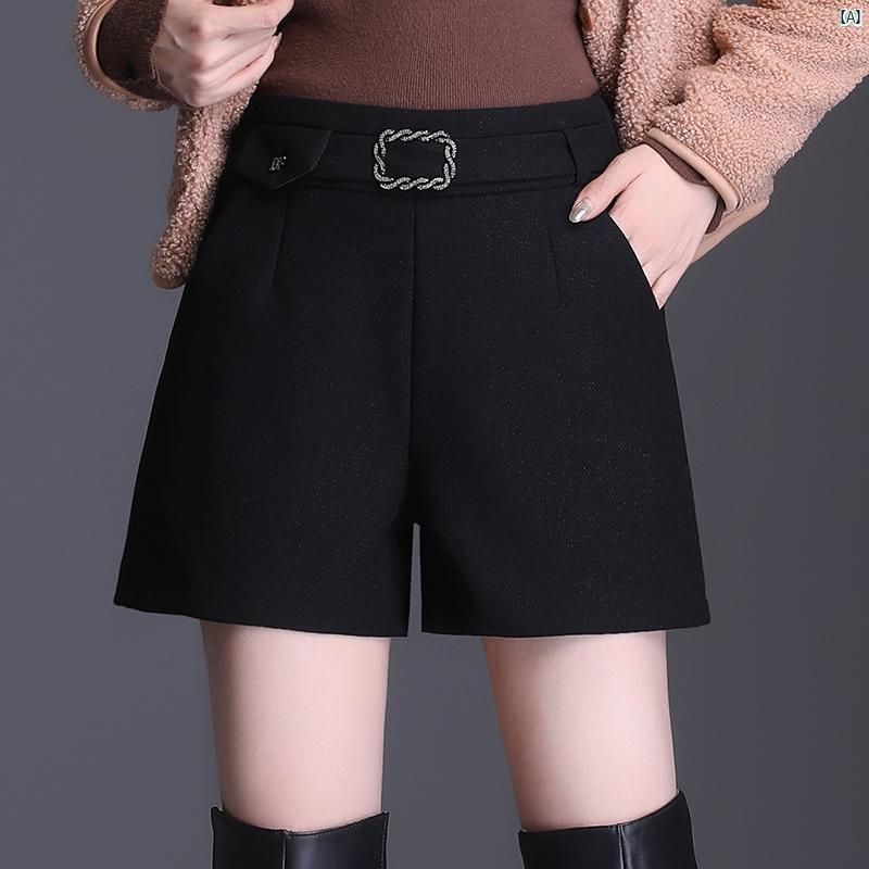 ワイド レッグ パンツ レディース ショート 秋冬 ハイウエスト ブラック ストレート アウター カジュアル ブーツ 小柄歳