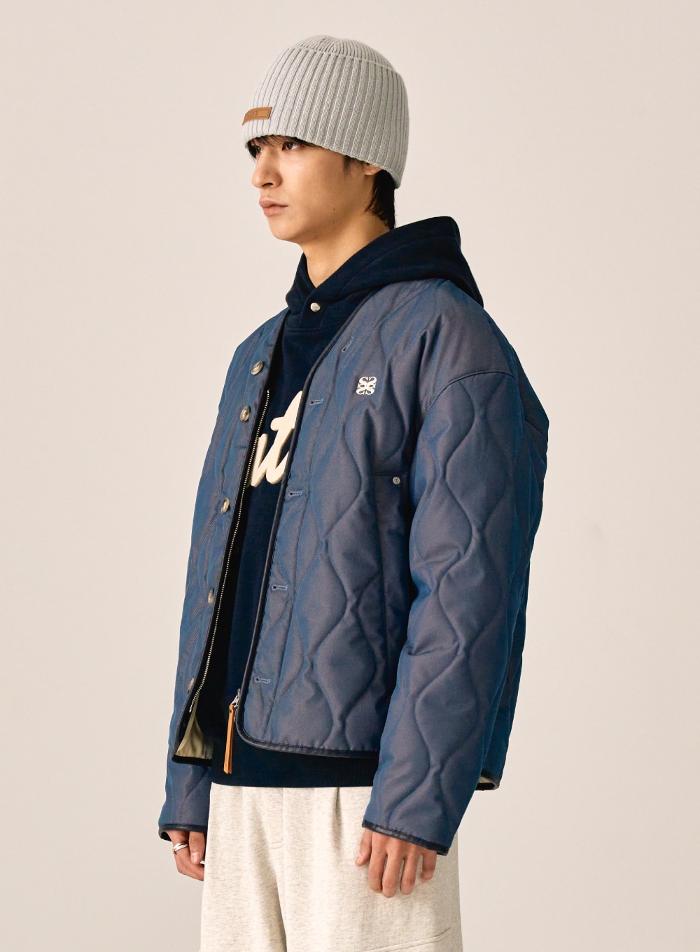 【SATUR】 FARO TWO TONE QUILTING JACKET : BESPOKE NAVY