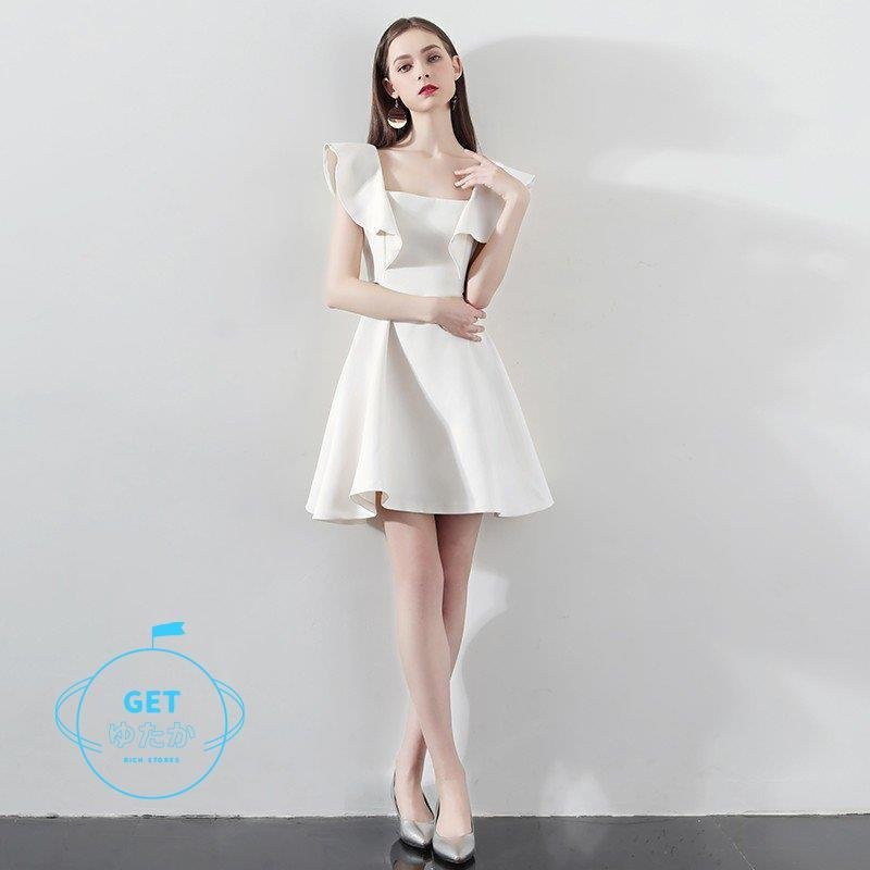ミニドレス 結婚式 白 二次会 ミニ丈 安い ウェディングドレス 大きいサイズ パーティードレス 発