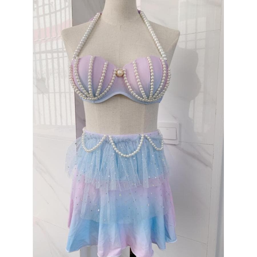 【急速出荷!】ビキニ 人魚姫 貝殻 グラデーション 姫様 水着 セパレート 2点セット ブラジャー 三角形 四角形 パンツセット パール 海 可愛い ミズギ みずぎ 可愛い30%までに制限