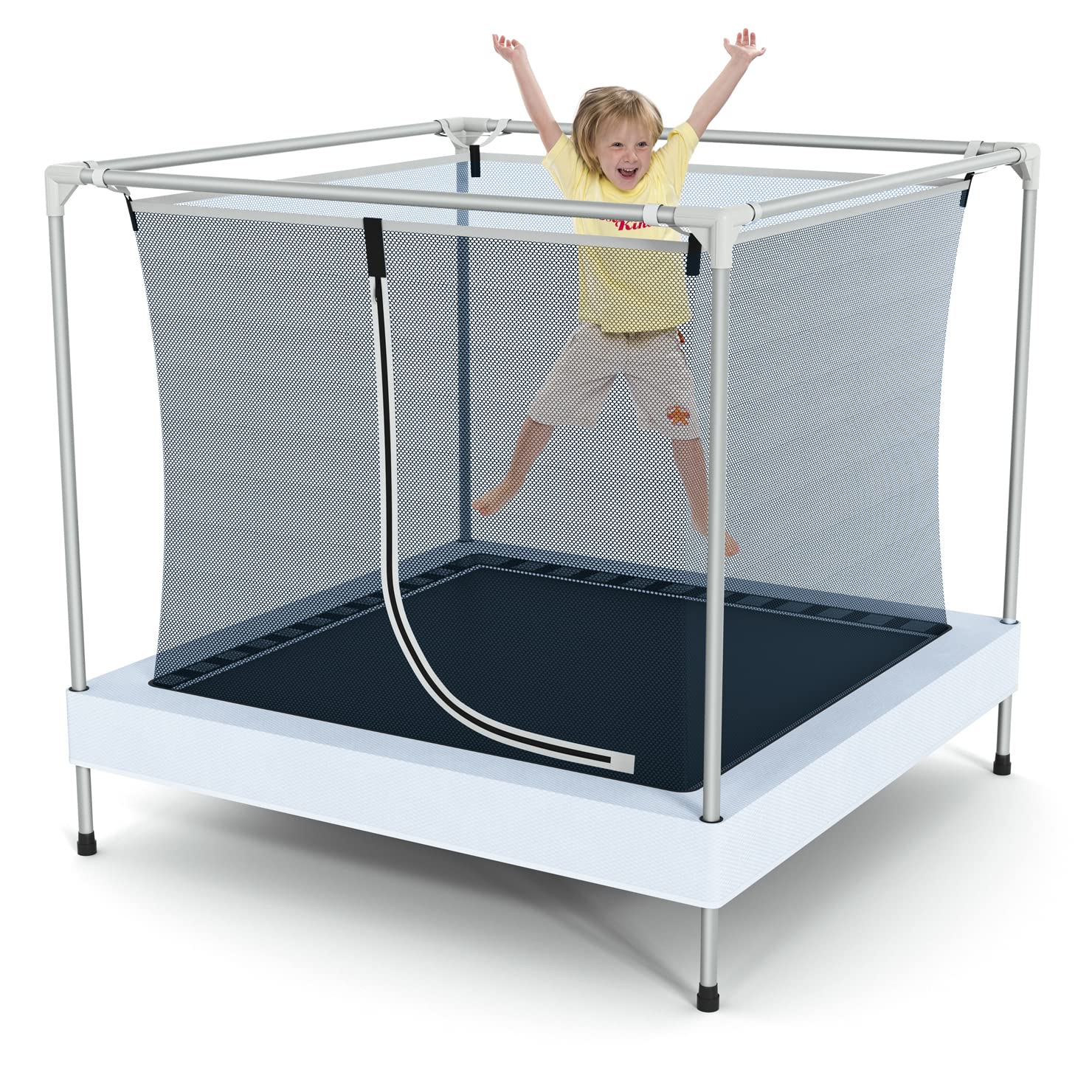 キッズトランポリン ネット付き - 室内外兼用 1.4M/1M 幼児用トランポリン エンクロージャー付きで安全性 1-8歳のお子様への最適なプレゼント（正方形）