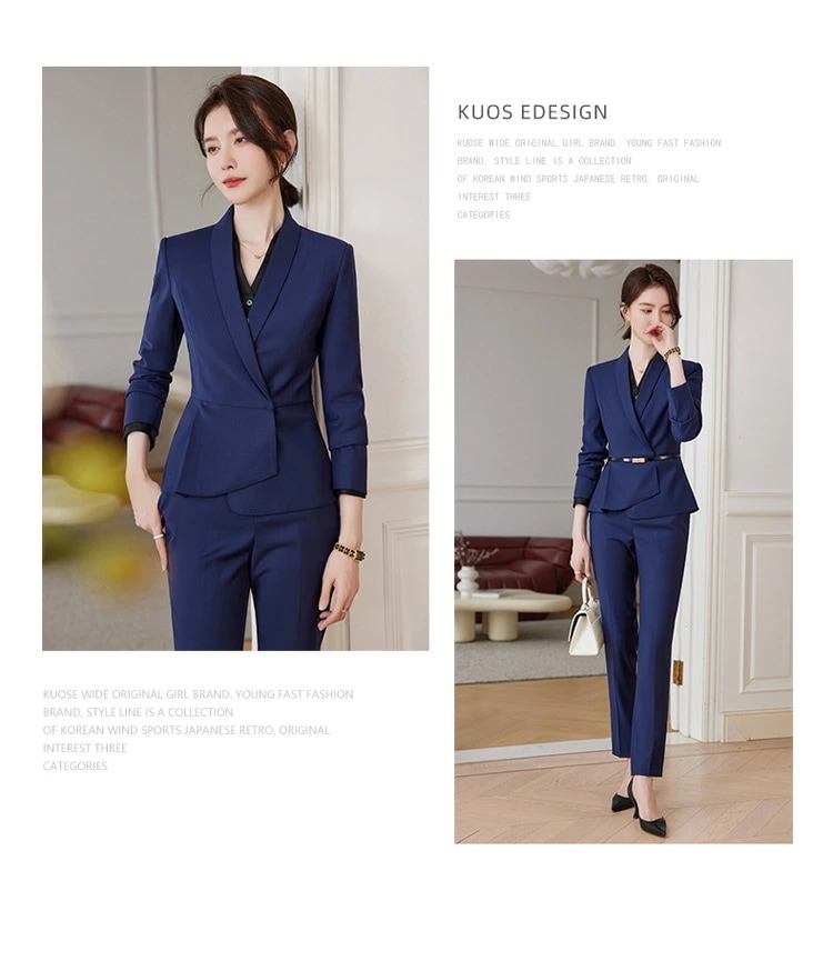 スーツ レディース グレー カジュアル 春秋 新作 仕事服 ホテル 前台 珠宝店用 制服