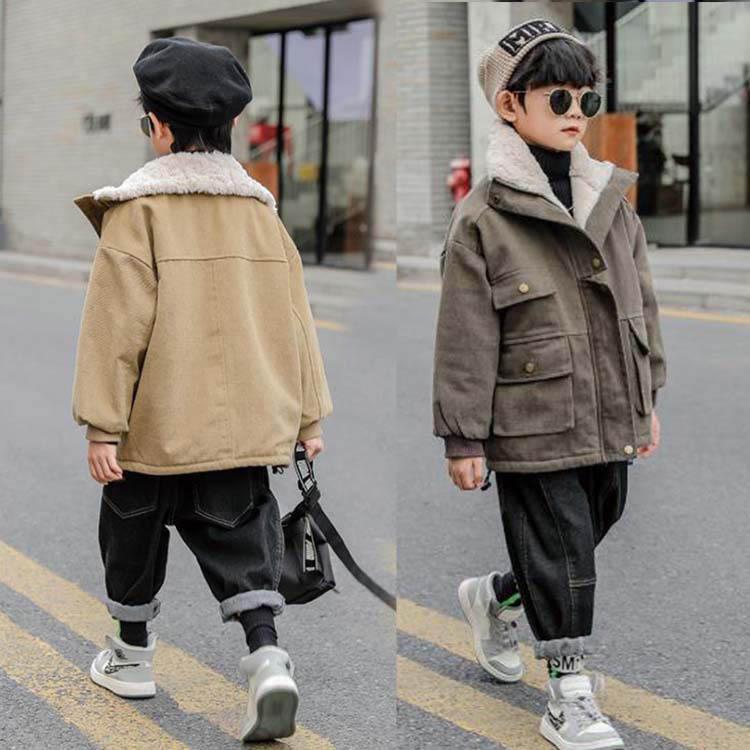 コートキッズ男の子子服秋冬厚裏起毛アウターボアコートキッズコート子コートジャケットカジュアル暖かい防寒シンプルおしやれ品