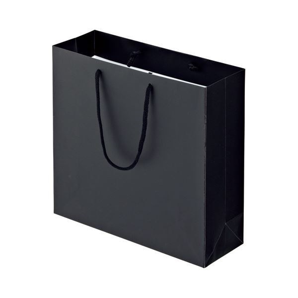 （まとめ） TANOSEE マットコート手提げ袋 M ヨコ320タテ300マチ幅110mm ブラック 1パック（10枚） 3セット