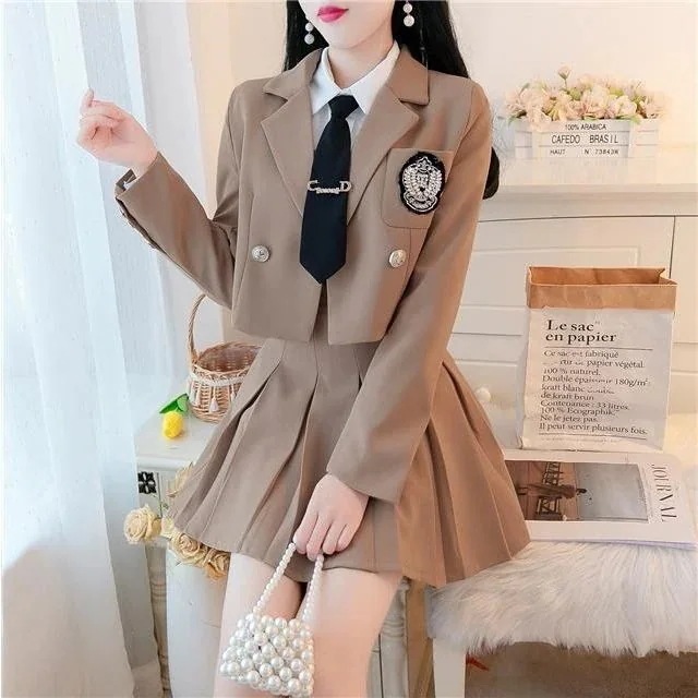 セットアップ とのプロ服気品2点セットカーディガンスカート女子高生韓国コスプレ ブレザープリーツスカート 制服スーツ