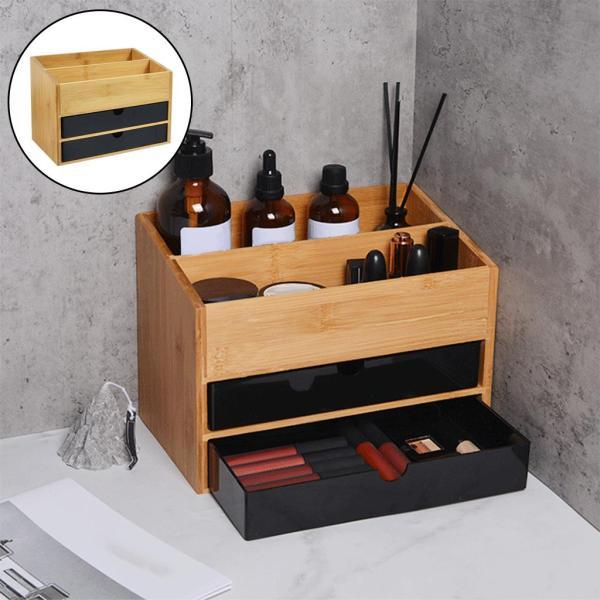 メイクアップホルダー化粧品オーガナイザー引き出し収納ジュエリーボックスブラックダブルレイヤー