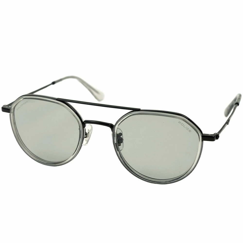 ポリス サングラス POLICE メンズ 偏光レンズ クラウンパント ツーブリッジ ライトグレー シャイニーブラック SPLQ11J 530P 49 SPLQ11J-530P