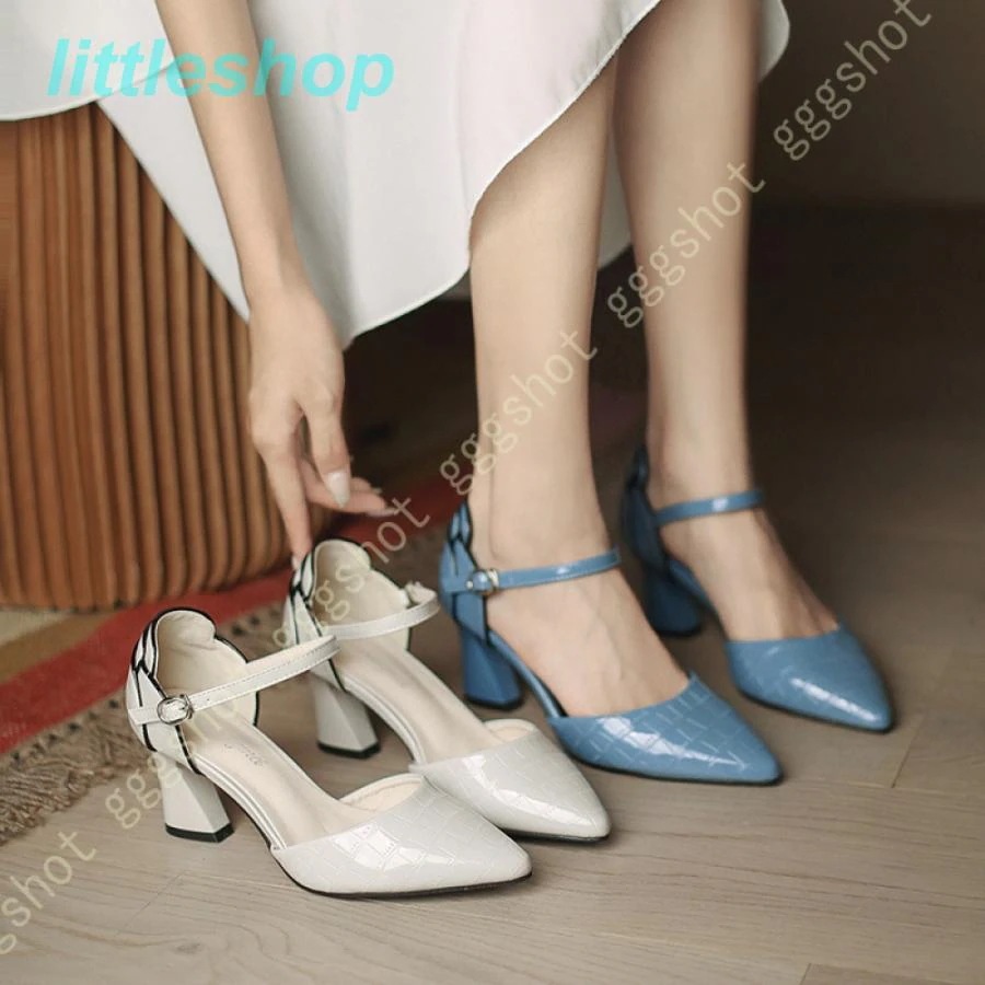 【急速出荷!】スタイルアップ！ヒールパンプス ストラップ パンプス チャンキーヒール 太ヒール ポインテッドトゥ きれいめ レディース サンダル 美脚 黒 結婚式 靴 7センチヒール 二次会 oran