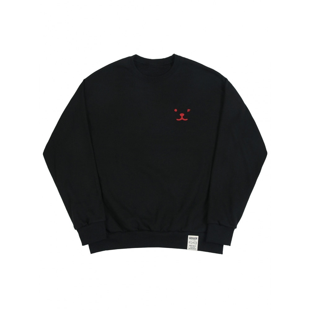 グレイバーパフィーフェイススモール描画スマイルマンツーマンブラックレッドロゴ