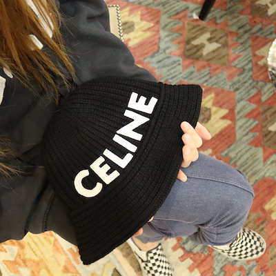 Qoo10] CELINE ロゴ クロシェハット シームレスカシミア