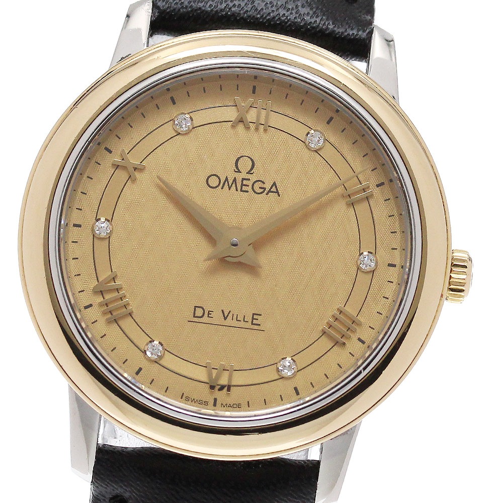 オメガ OMEGA 424.23.27.60.58.001 デビル プレステージ K18YGベゼル 6Pダイヤ クォーツ レディース 良品 _959977【中古】