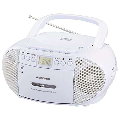 オーム電機 AudioComm CDラジオカセットレコーダー ホワイト RCD