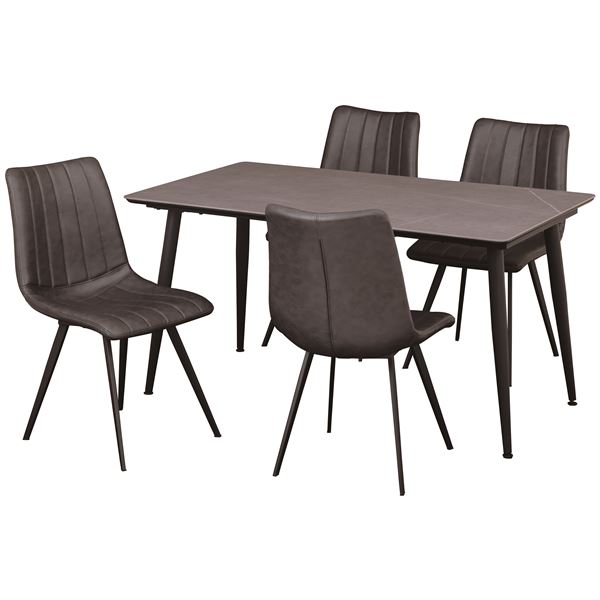 ダイニングセット 5点セット [ ダイニングテーブル 天板 グレー ダイニングチェア 4脚 グレー ] テーブル 幅約140cm 関家具