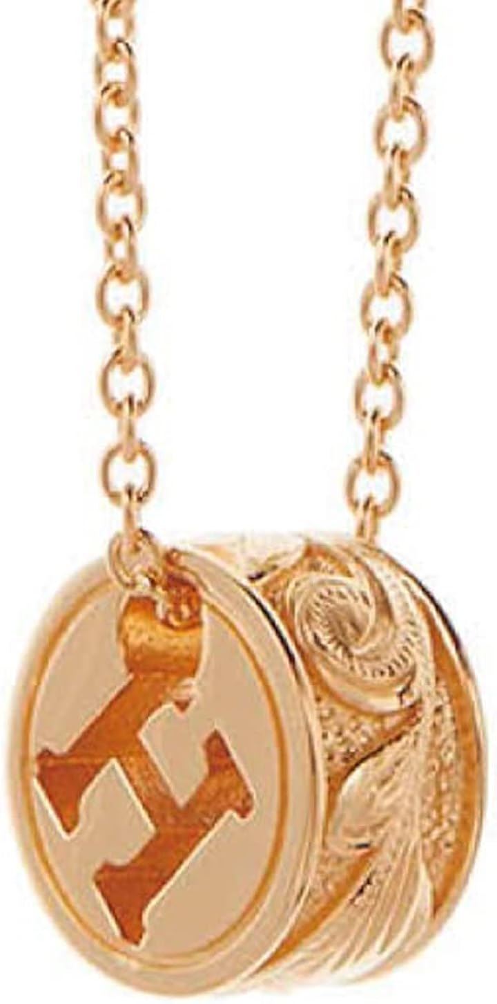 ハワイアンジュエリー イニシャル ネックレス ピンクゴールド/H 金属アレルギー対応 レディース(H)