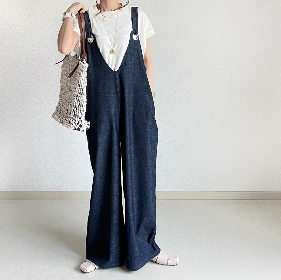 【楽天人気アイテム】 シンプル ハイウエスト デニム 無地 サロペット レディース 5,020円