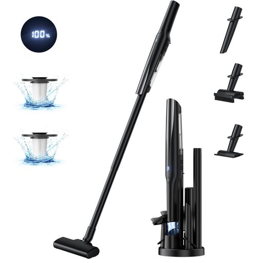 掃除機 コードレス【収納に充電スタンド付き】ハンディ掃除機 最大40分連続稼働 0.5KG超軽量 2WAY仕様 28000PA強力吸引 スティッククリーナー USB TYPE-C充電式 LED液晶ディ