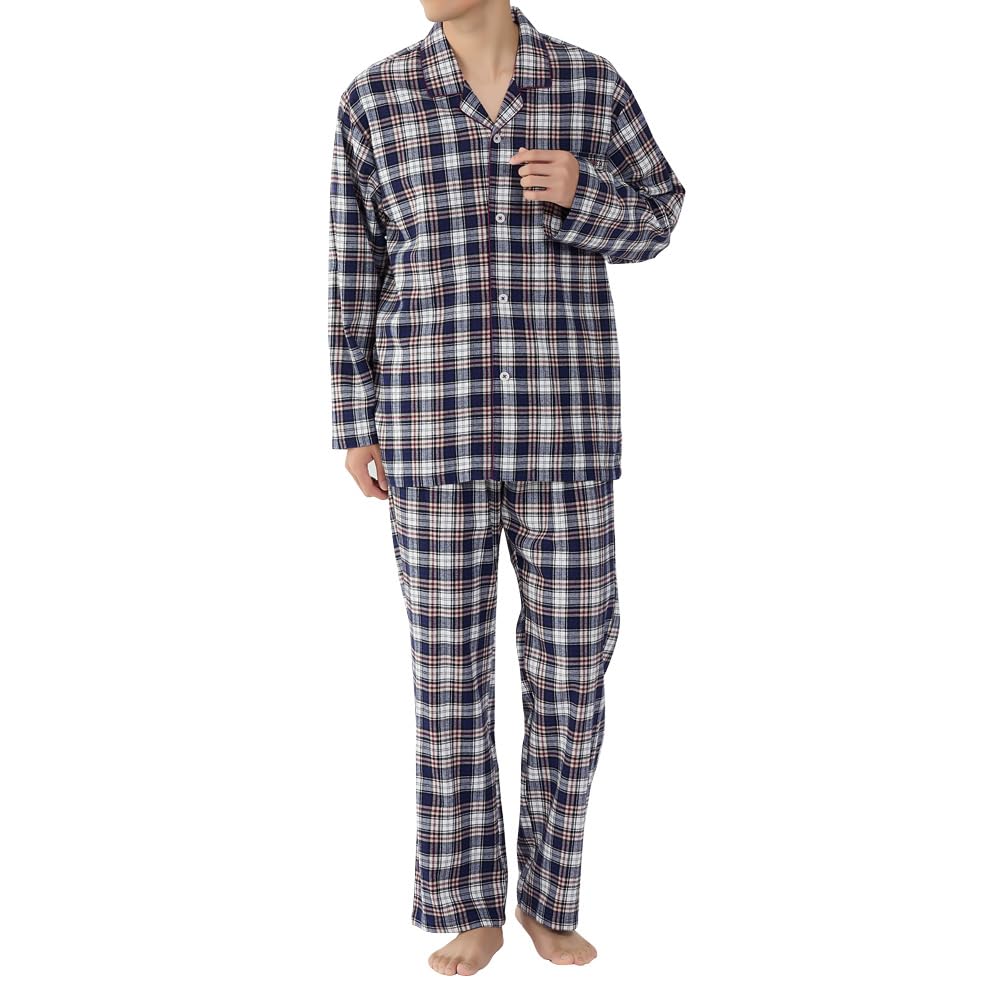 GUNZE(グンゼ) パジャマコムシコムサ 紳士長袖長パンツ 綿100% 先染ビエラ起毛メンズ