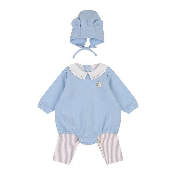 フィーバー星二重ガーゼボディスーツ上下 帽子 S BLUE 01S12790248_P413055499