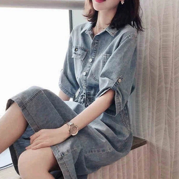 【送料無料】ラージサイズのレディースファットmmサマーデニムドレススーツの新しい春のスカートデザイン薄いスタ