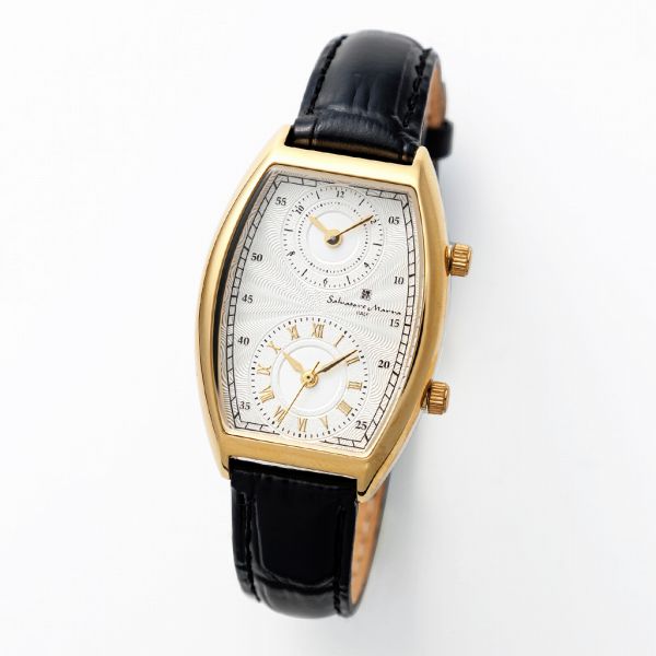 取寄品 正規品 Salvatore Marra 腕時計 SM23107-GDWHBK 日常生活防水 トノーケース デュアルタイム 防水 レディース腕時計