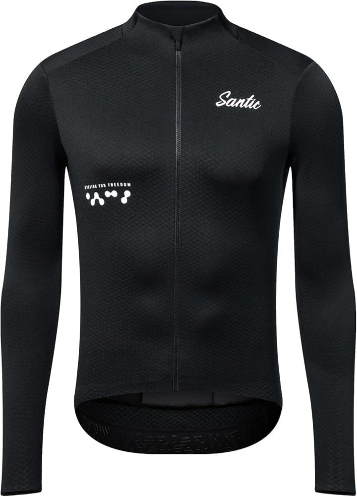 メンズ サイクルジャージ 秋冬 長袖 裏起毛 サイクルジャケット サイクルウェア 防風 防寒 ロードバイクウェア サイクリングジャージ 保温 ウインドブレーカー(ブラック, L)